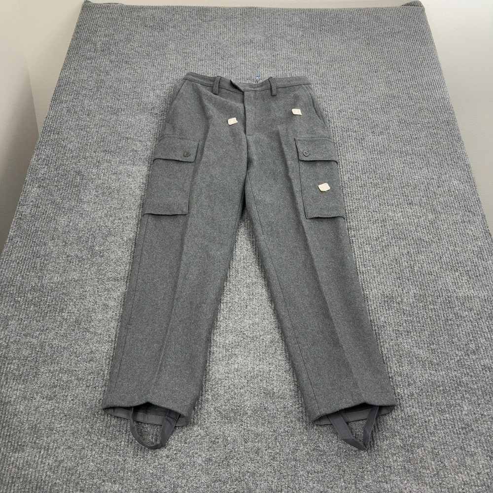 Vintage Swiss Military Cargo Pants Mens 31 Grey Wool Stirrup Tactical Gorpcore
